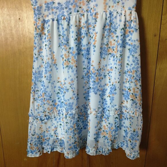 Shein Women's Medium Baby Doll Ruffle Floral Short Sleeve Dress Peasant Boho - Picture 3 of 6